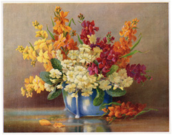 Vintage calendar art of flowers